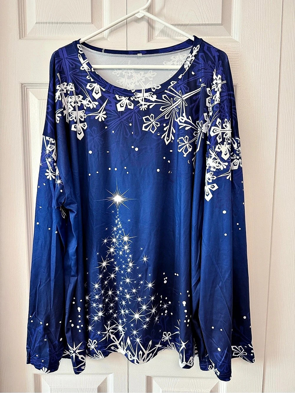 Woman’s Christmas Violet Blue & White Blouse